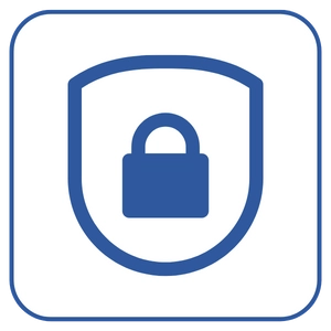 Blaues Icon Datensicherheit: Ein abgeschlossenes Schloss